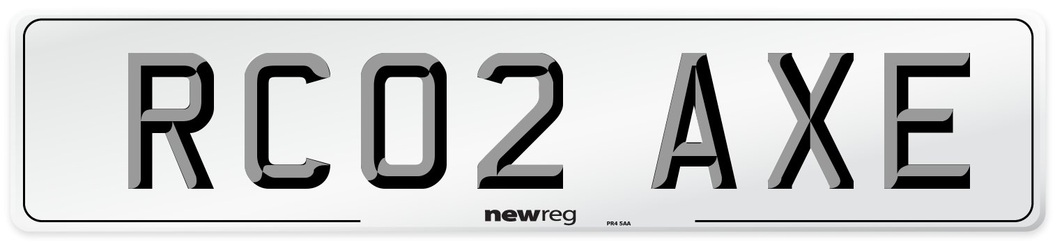 RC02 AXE Number Plate from New Reg